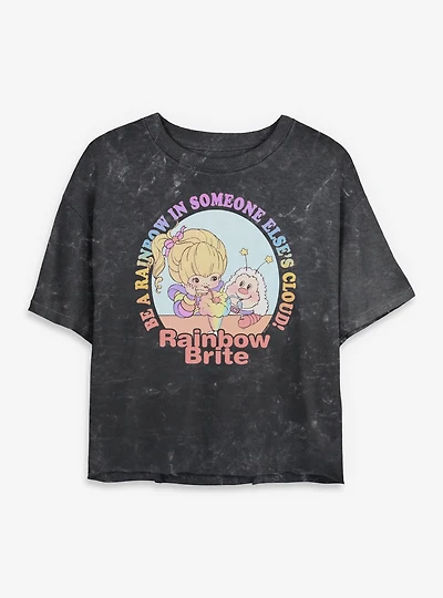 Rainbow Brite Be A Womens Mineral Wash Crop T-Shirt