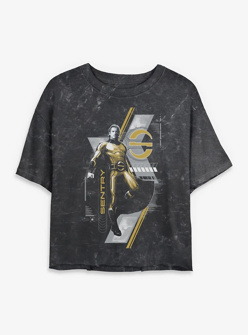 Marvel Thunderbolts* Sentry Womens Mineral Wash Crop T-Shirt