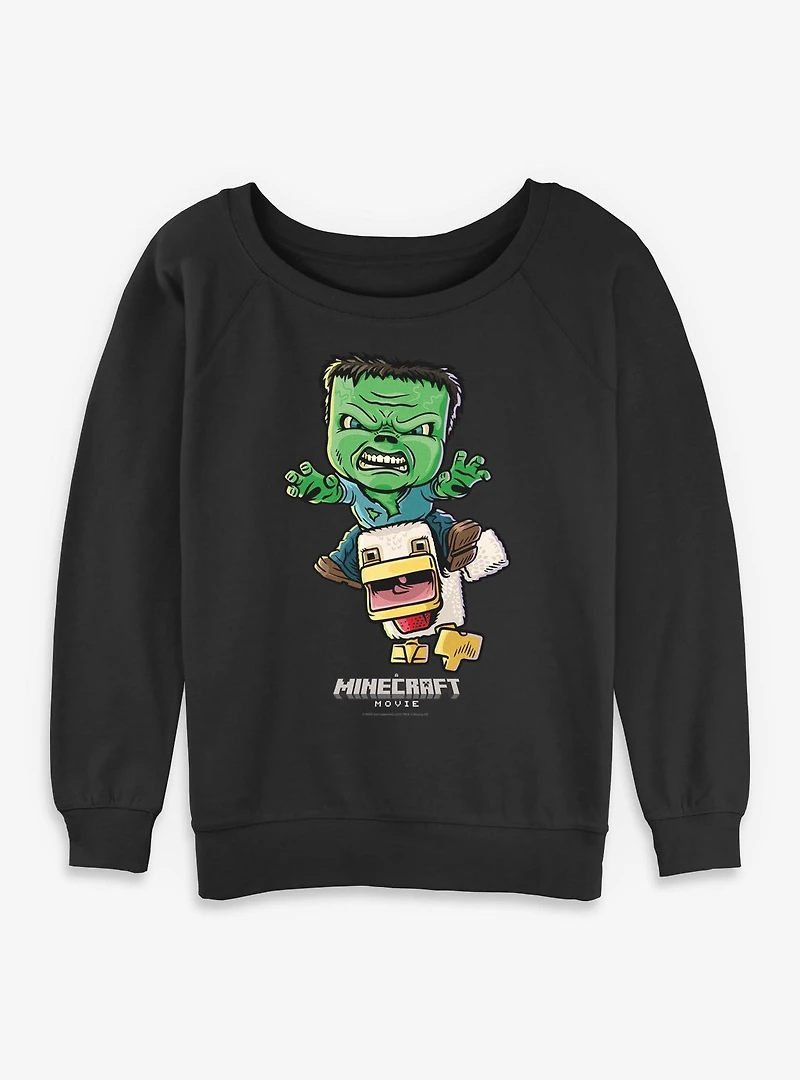 A Minecraft Movie Chicken Jockey Womens Slouchy Sweatshirt