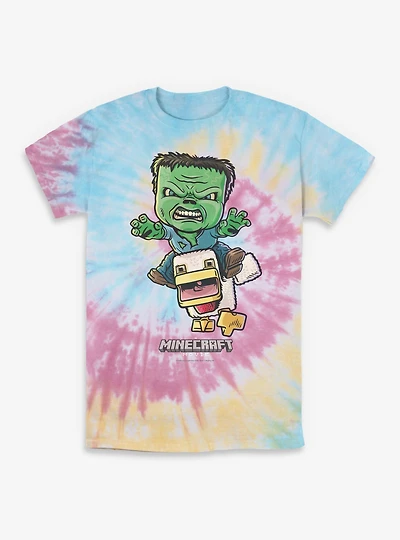 A Minecraft Movie Chicken Jockey Tie-Dye T-Shirt