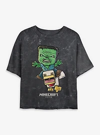 A Minecraft Movie Chicken Jockey Womens Mineral Wash Crop T-Shirt