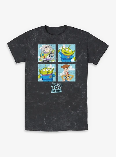 Disney Pixar Toy Story Buzz Woody Alien Panels Mineral Wash T-Shirt