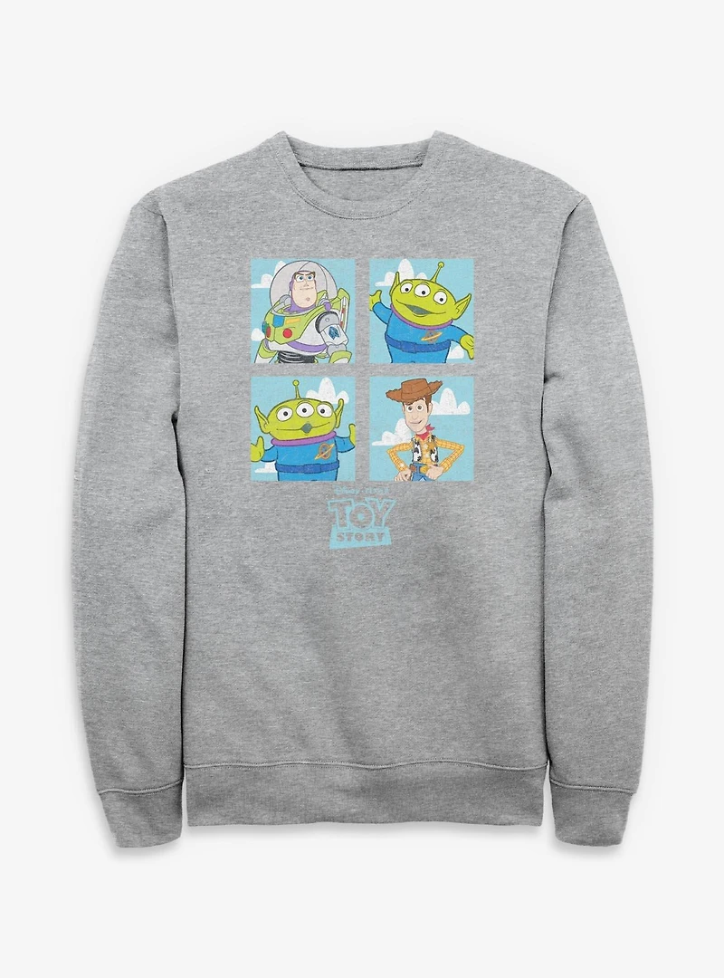 Disney Pixar Toy Story Buzz Woody Alien Panels Sweatshirt