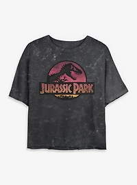 Jurassic Park Logo Womens Mineral Wash Crop T-Shirt