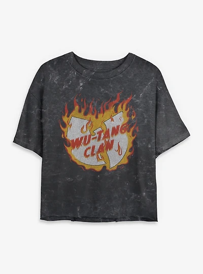 Wu-Tang Clan Fire Mineral Wash Womens Crop T-Shirt