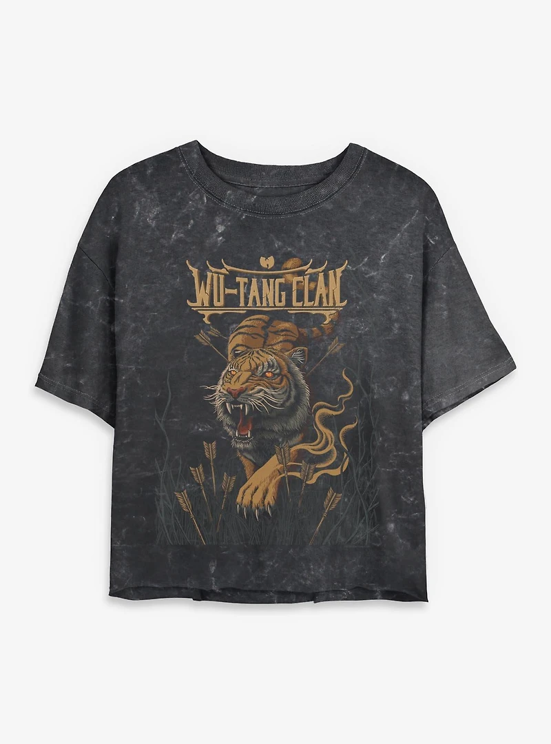 Wu-Tang Tiger And Arrows Mineral Wash Womens Crop T-Shirt