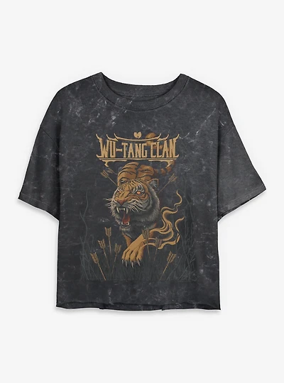 Wu-Tang Tiger And Arrows Mineral Wash Womens Crop T-Shirt