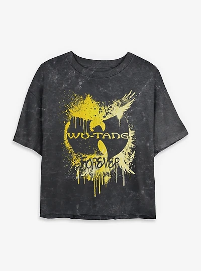 Wu-Tang Forever Splatter Mineral Wash Womens Crop T-Shirt
