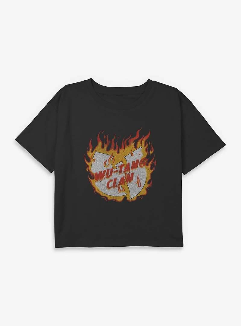 Wu-Tang Clan Fire Youth Girls Boxy Crop T-Shirt