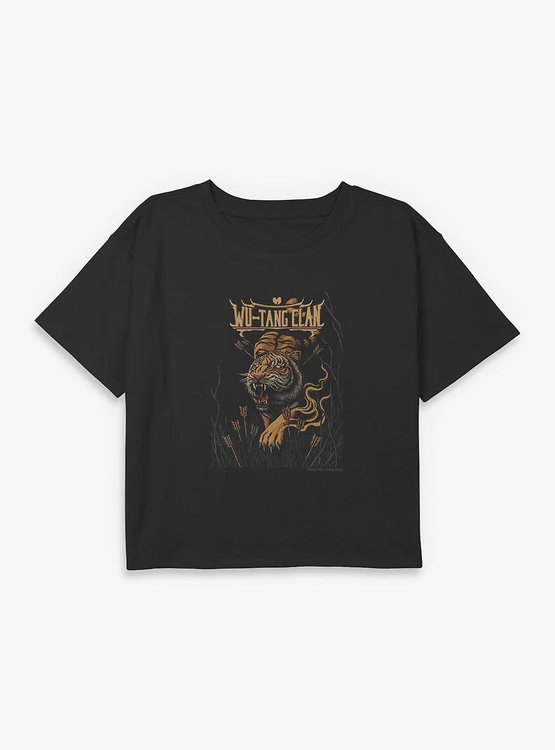 Wu-Tang Tiger And Arrows  Youth Girls Boxy Crop T-Shirt