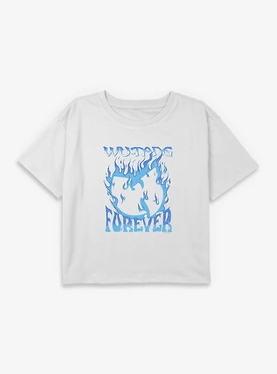 Wu-Tang Forever Blue Fire Youth Girls Boxy Crop T-Shirt