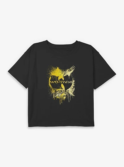 Wu-Tang Paint Splash Youth Girls Boxy Crop T-Shirt