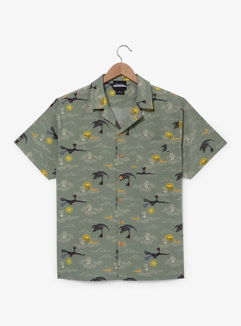 DreamWorks How To Train Your Dragon Toothless Clouds Allover Print Woven Button-Up - BoxLunch Exclusive