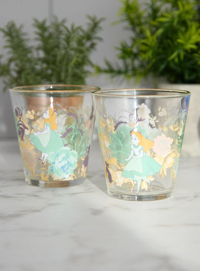 Disney Alice in Wonderland Floral Glass Set - BoxLunch Exclusive