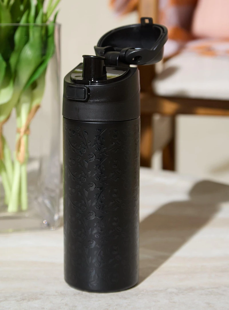 Disney The Nightmare Before Christmas Jack Skellington Floral Black Water Bottle — BoxLunch Exclusive
