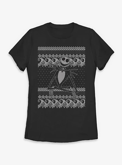 Disney The Nightmare Before Christmas Ugly Pattern Jack Intarsia Womens T-Shirt