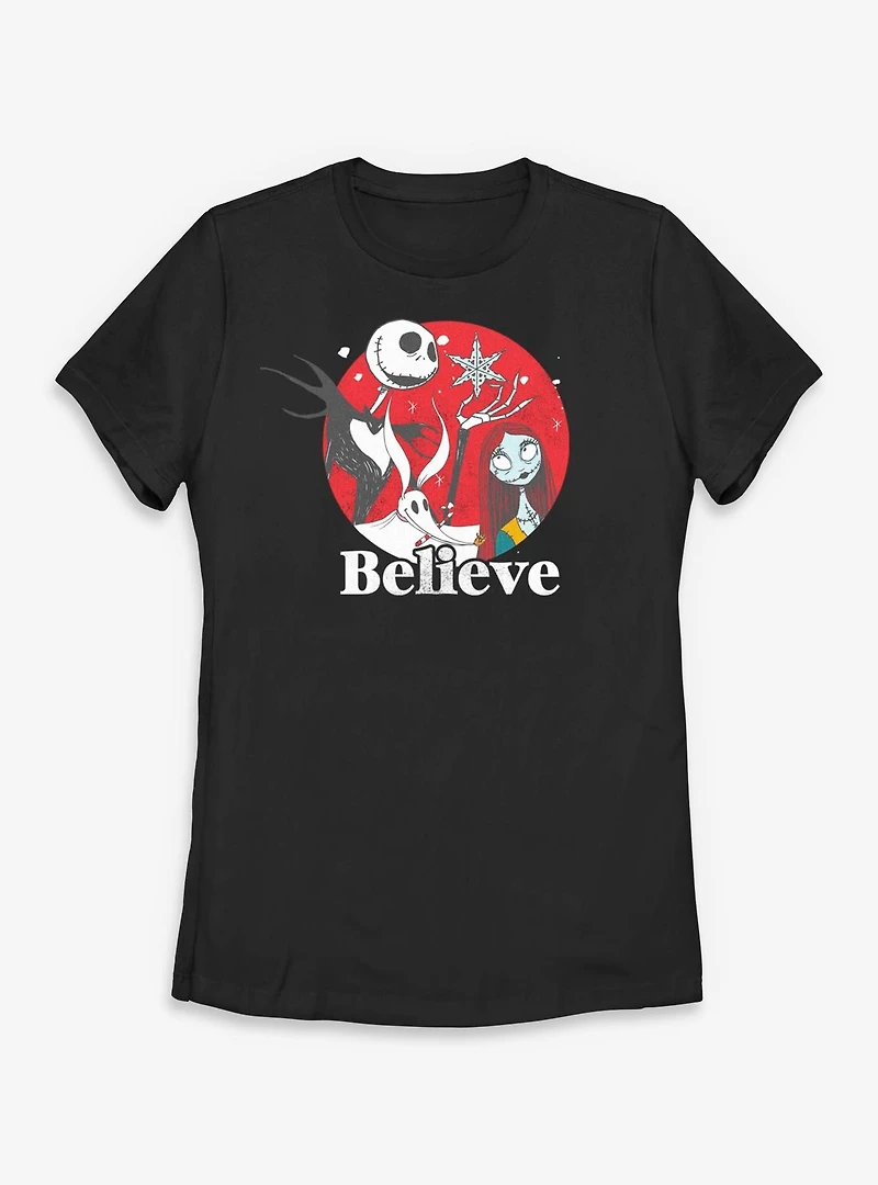 Disney The Nightmare Before Christmas Jack And Sally Believe Womens T-Shirt