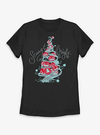 Disney The Nightmare Before Christmas Scary Bright Tree Womens T-Shirt