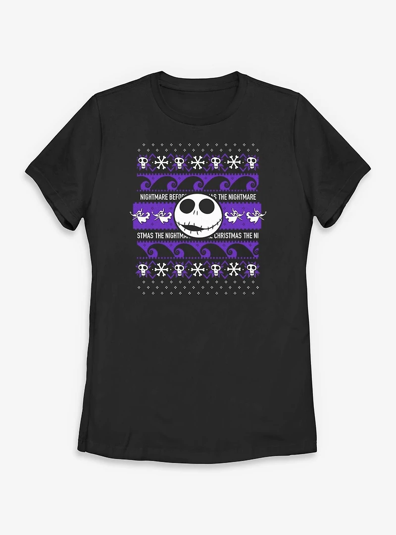 Disney The Nightmare Before Christmas Ugly Pattern Jack Womens T-Shirt