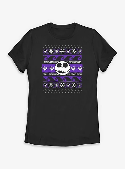 Disney The Nightmare Before Christmas Ugly Pattern Jack Womens T-Shirt