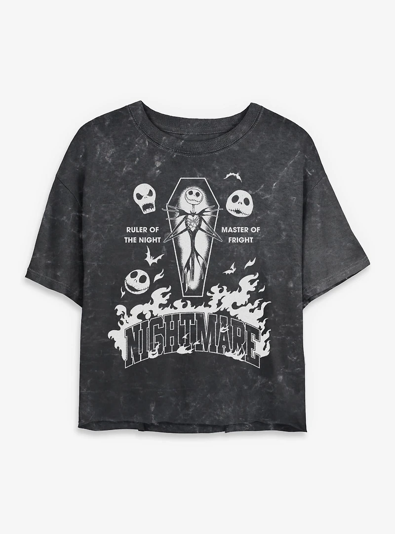 Disney The Nightmare Before Christmas Smashing Pumpkin Mineral Wash Womens Crop T-Shirt