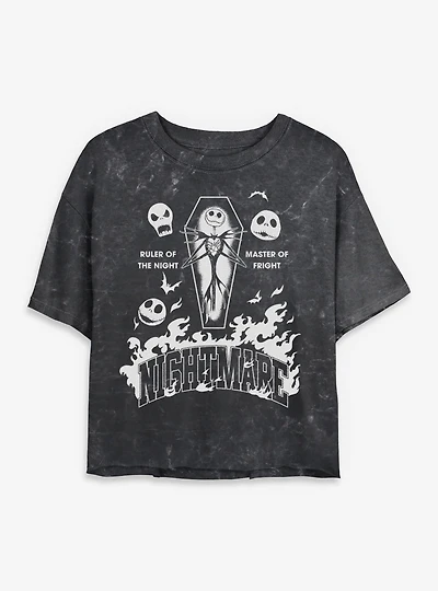 Disney The Nightmare Before Christmas Smashing Pumpkin Mineral Wash Womens Crop T-Shirt