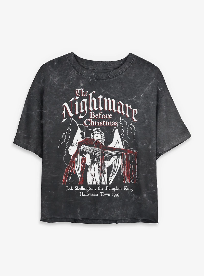 Disney The Nightmare Before Christmas Angel's Egg Mineral Wash Womens Crop T-Shirt