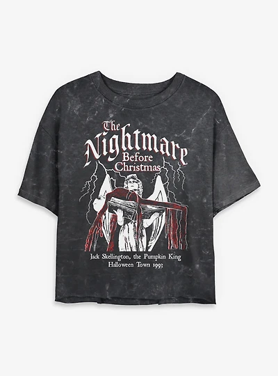 Disney The Nightmare Before Christmas Angel's Egg Mineral Wash Womens Crop T-Shirt