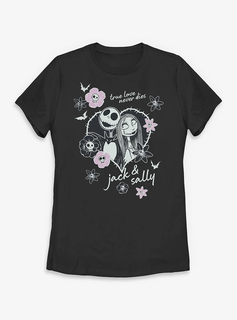 Disney The Nightmare Before Christmas Heart Jack And Sally Womens T-Shirt