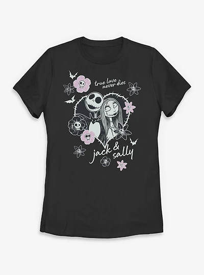 Disney The Nightmare Before Christmas Heart Jack And Sally Womens T-Shirt