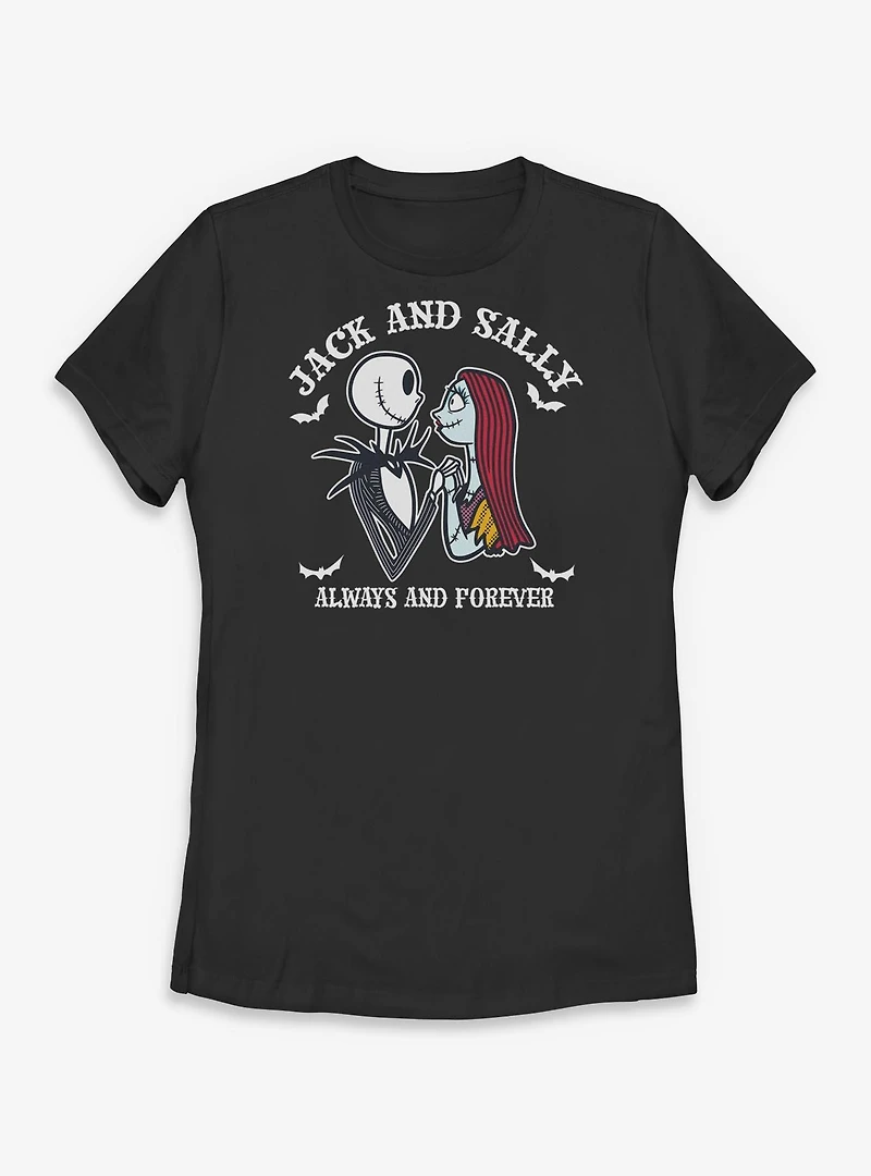 Disney The Nightmare Before Christmas Jack And Sally Simply Bats Womens T-Shirt