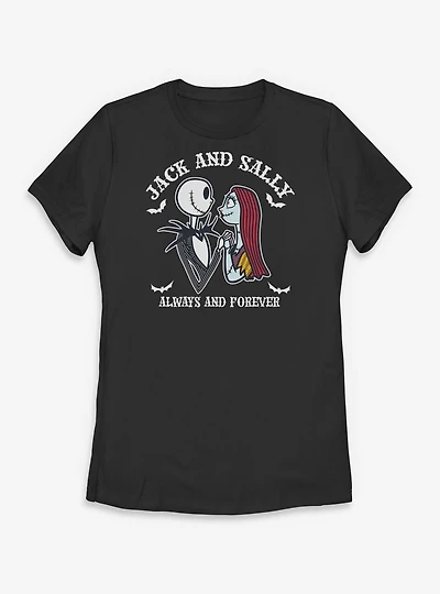 Disney The Nightmare Before Christmas Jack And Sally Simply Bats Womens T-Shirt
