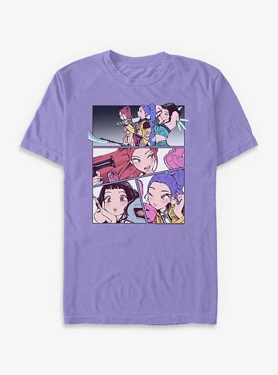 KPop Demon Hunters Huntrix Manhwa Panels Garment Dye T-Shirt