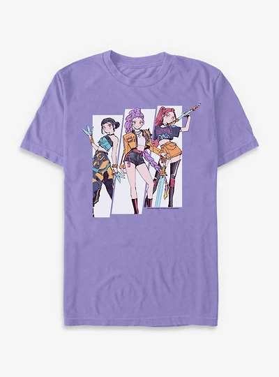 KPop Demon Hunters Huntrix Manhwa Style Panels Garment Dye T-Shirt
