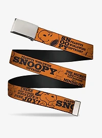 Peanuts Snoopy Poses and Quotes Collage Adjustable Clamp Buckle Belt