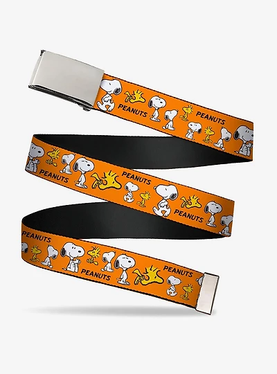 Peanuts Snoopy And Woodstock Poses Collage Adjustable Clamp Buckle Belt