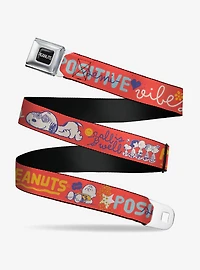 Peanuts Gang Semi Positive Vibes Quote Seatbelt Buckle Belt