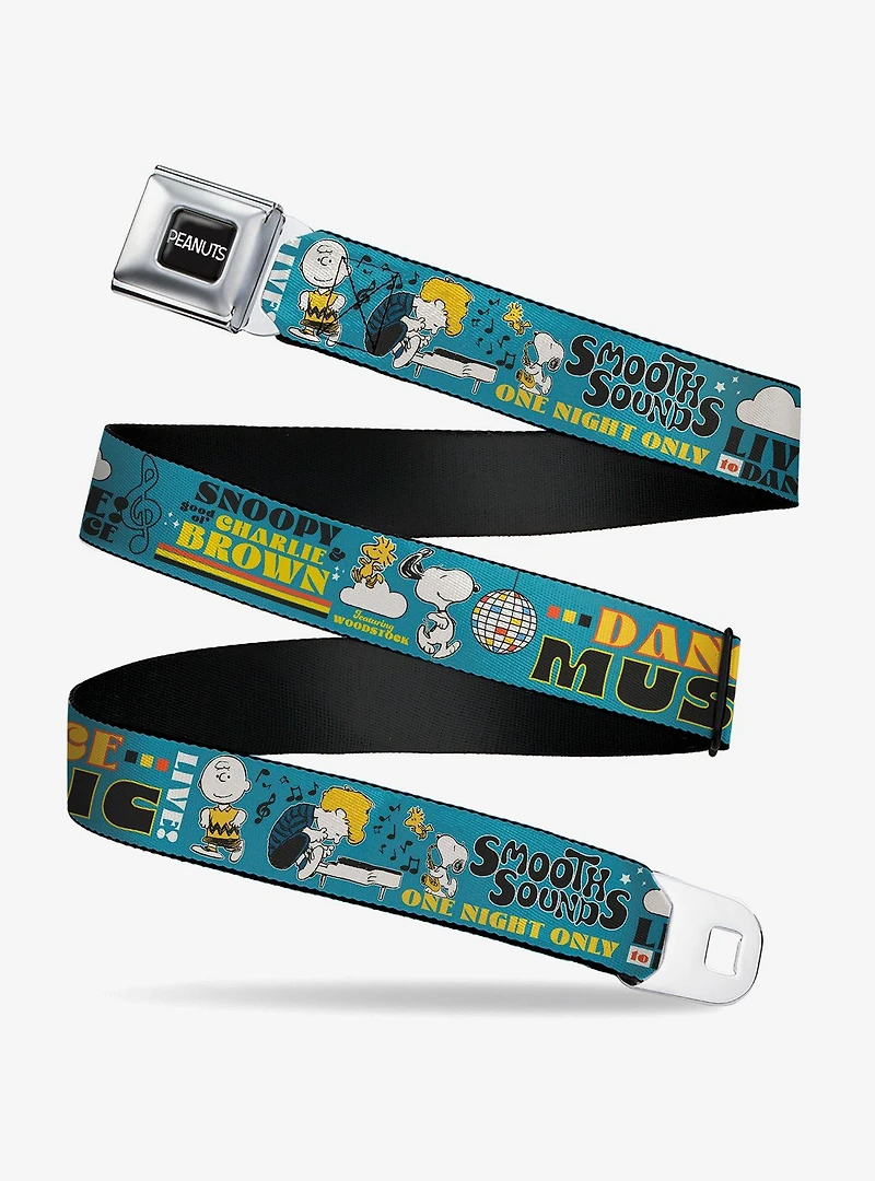 Peanuts Gang Dance Music Poses and Quotes Multi Seatbelt Buckle Belt
