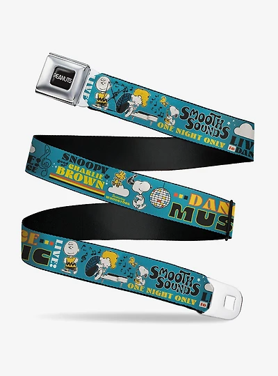 Peanuts Gang Dance Music Poses and Quotes Multi Seatbelt Buckle Belt