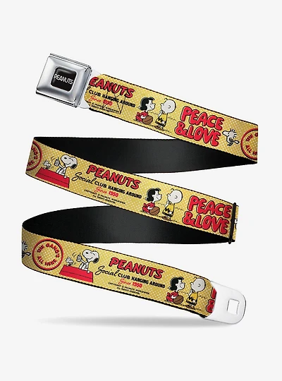 Peanuts Social Club Peace and Love Scenes Seatbelt Buckle Belt