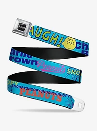 Peanuts Charlie Brown Snoopy and Woodstock Typography Seatbelt Buckle Belt