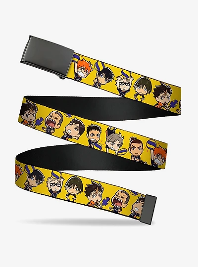 Haikyu!! Chibi Volleyball Player Warm Up Pose Adjustable Clamp Buckle Belt