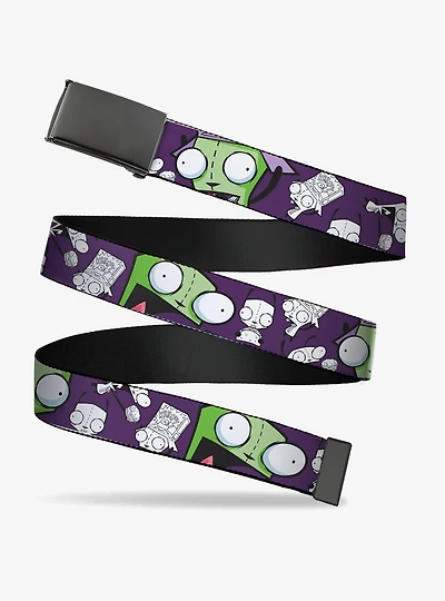 Invader Zim Gir Poses and Sketch Purple Adjustable Clamp Buckle Belt