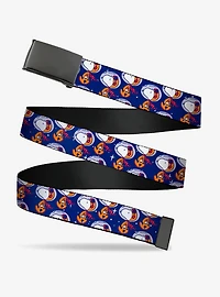 Peanuts Astronaut Snoopy Walking Pose Scattered Adjustable Clamp Buckle Belt