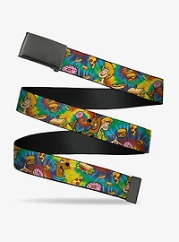 Scooby-Doo! and Shaggy Poses Munchies Tie Dye Multi Adjustable Clamp Buckle Belt