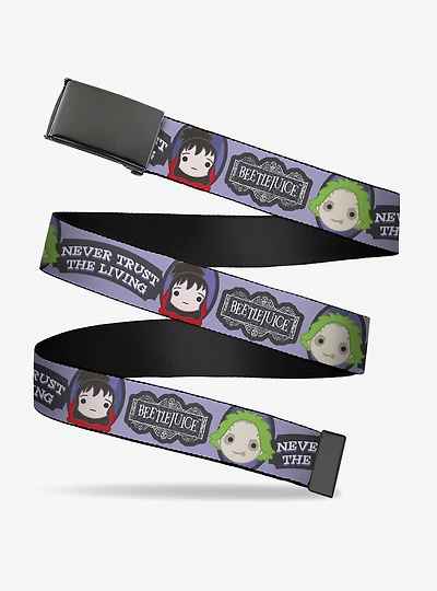 Beetlejuice Chibi and Lydia Never Trust the Living Adjustable Clamp Buckle Belt