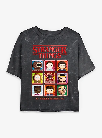Stranger Things Players Box Womens Mineral Wash Crop T-Shirt