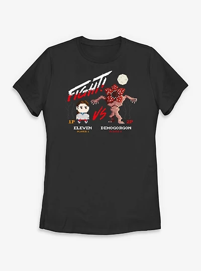 Stranger Things Eleven VS Demogorgon Fight Womens T-Shirt