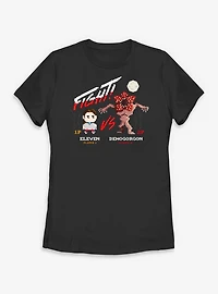 Stranger Things Eleven VS Demogorgon Fight Womens T-Shirt