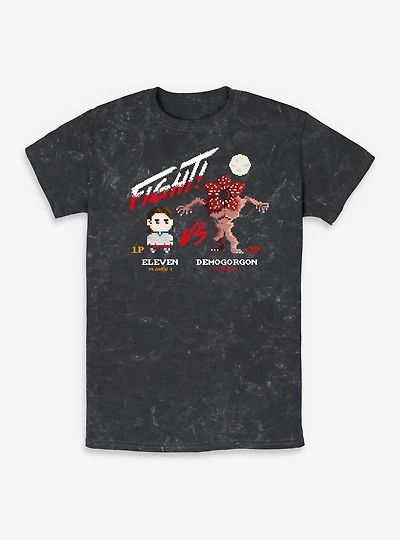 Stranger Things Eleven VS Demogorgon Fight Mineral Wash T-Shirt